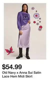 Old Navy Old Navy x Anna Sui Satin Lace Hem Midi Skirt offer