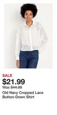 Old Navy Old Navy Cropped Lace Button-Down Shirt offer