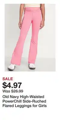 Old Navy Old Navy High-Waisted PowerChill Side-Ruched Flared Leggings for Girls offer