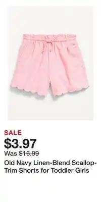 Old Navy Old Navy Linen-Blend Scallop-Trim Shorts for Toddler Girls offer