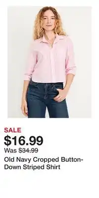 Old Navy Old Navy Cropped Button-Down Striped Shirt offer