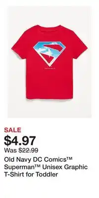 Old Navy Old Navy DC Comics Superman Unisex Graphic T-Shirt for Toddler offer