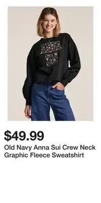 Old Navy Old Navy Anna Sui Crew Neck Graphic Fleece Sweatshirt offer