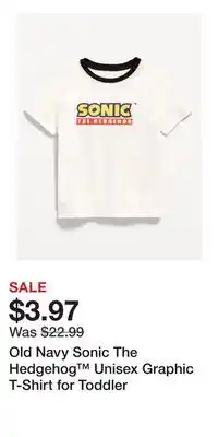 Old Navy Old Navy Sonic The Hedgehog Unisex Graphic T-Shirt for Toddler offer