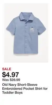 Old Navy Old Navy Short-Sleeve Embroidered Pocket Shirt for Toddler Boys offer