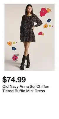 Old Navy Old Navy Anna Sui Chiffon Tiered Ruffle Mini Dress offer