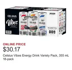 Costco Celsius Vibes Energy Drink Variety Pack, 355 mL 18-pack offer