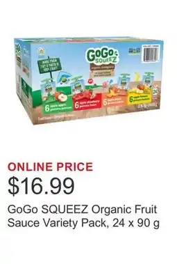 Costco GoGo SQUEEZ Organic Fruit Sauce Variety Pack, 24 x 90 g offer