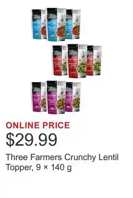 Costco Three Farmers Crunchy Lentil Topper, 9 × 140 g offer