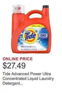 Costco Tide Advanced Power Ultra Concentrated Liquid Laundry Detergent with Oxi 89 Loads offer
