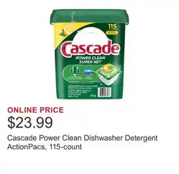 Costco Cascade Power Clean Dishwasher Detergent ActionPacs, 115-count offer