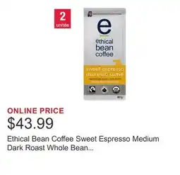 Costco Ethical Bean Coffee Sweet Espresso Medium Dark Roast Whole Bean Coffee, 2 × 907 g offer