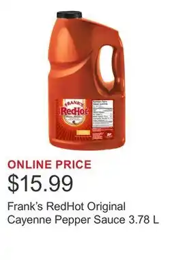 Costco Frank's RedHot Original Cayenne Pepper Sauce 3.78 L offer