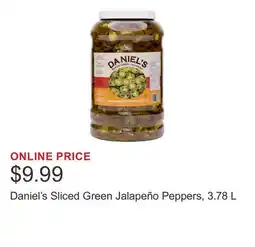 Costco Daniel's Sliced Green Jalapeño Peppers, 3.78 L offer