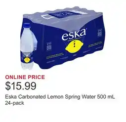Costco Eska Carbonated Lemon Spring Water 500 mL 24-pack offer