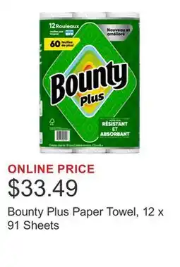Costco Bounty Plus Paper Towel, 12 x 91 Sheets offer