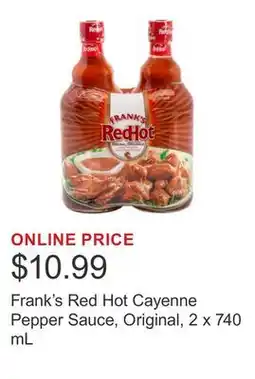 Costco Frank's Red Hot Cayenne Pepper Sauce, Original, 2 x 740 mL offer