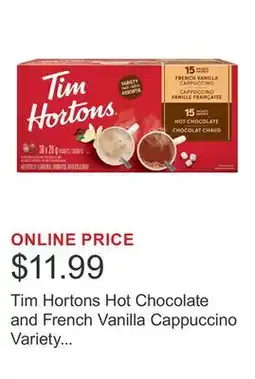 Costco Tim Hortons Hot Chocolate and French Vanilla Cappuccino Variety Pack, 30-count offer