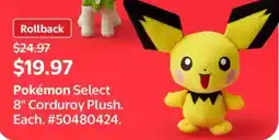 Walmart Pokémon Select 8" Corduroy Plush offer