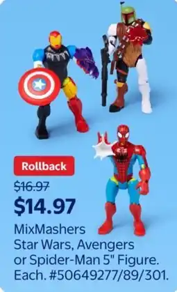 Walmart MixMashers Star Wars, Avengers or Spider-Man 5" Figure offer