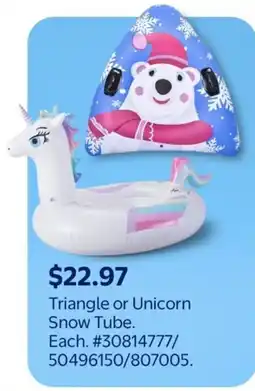 Walmart Triangle or Unicorn Snow Tube offer
