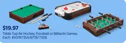 Walmart Table Top Air Hockey, Foosball or Billiards Games offer