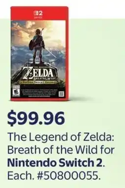 Walmart The Legend of Zelda: Breath of the Wild for Nintendo Switch 2 offer