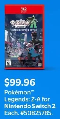 Walmart Pokémon Legends: Z-A for Nintendo Switch 2 offer