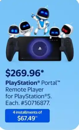 Walmart PlayStation Portal Remote Player for PlayStation offer