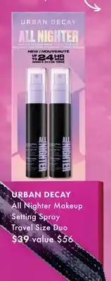 Sephora URBAN DECAY All Nighter Makeup Setting Spray Travel Size Duo offer