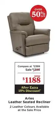 La Z Boy Aries Leather Seated Recliner offer