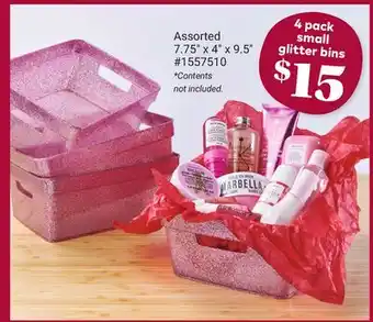 Giant Tiger 4 pack small glitter bins offer