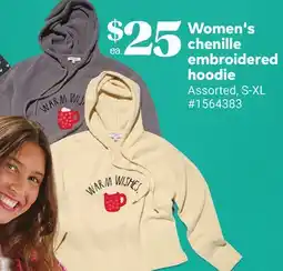 Giant Tiger Women's chenille embroidered hoodie offer