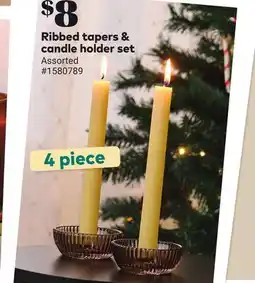 Giant Tiger Ribbed tapers & candle holder set offer