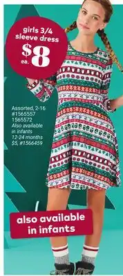 Giant Tiger girls 3/4 sleeve dress offer