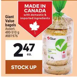 Giant Tiger Giant Value bagels offer