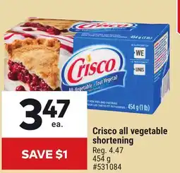 Giant Tiger Crisco all vegetable shortening offer