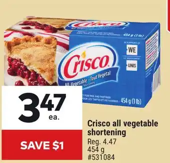 Giant Tiger Crisco all vegetable shortening offer