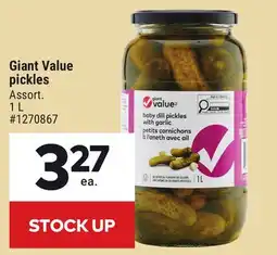 Giant Tiger Giant Value pickles offer