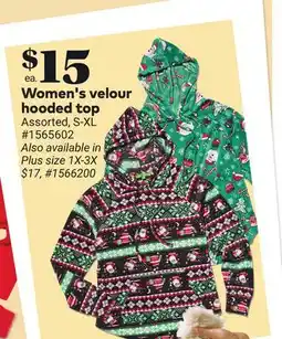 Giant Tiger Women's velour hooded top offer