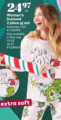 Giant Tiger Women's licensed 2 piece pj set offer