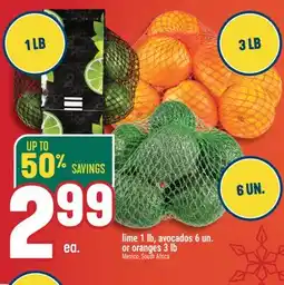 Marché Adonis Lime 1 lb, avocados 6 un. or oranges 3 lb offer