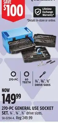 Canadian Tire Mastercraft 270-PC GENERAL USE SOCKET SET offer