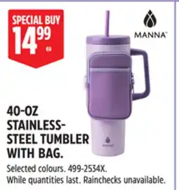 Canadian Tire Manna 40-OZ STAINLESS- STEEL TUMBLER WITH BAG offer