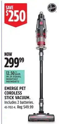 Canadian Tire Hoover EMERGE PET CORDLESS STICK VACUUM offer