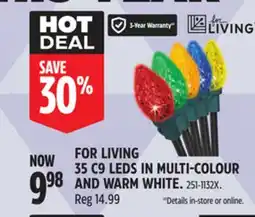 Canadian Tire FOR LIVING 35 C9 LEDS IN MULTI-COLOUR AND WARM WHITE offer