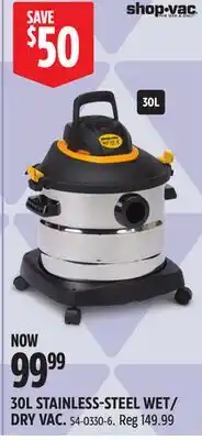Canadian Tire 30L STAINLESS-STEEL WET/ DRY VAC offer