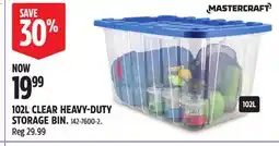 Canadian Tire Mastercraft 102L CLEAR HEAVY-DUTY STORAGE BIN offer