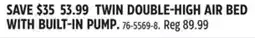 Canadian Tire Outbound TWIN DOUBLE-HIGH AIR BED WITH BUILT-IN PUMP offer