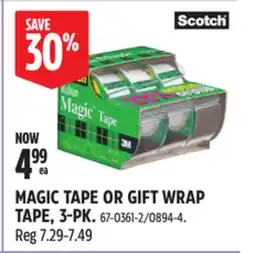 Canadian Tire Scotch MAGIC TAPE OR GIFT WRAP TAPE offer